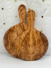 Olive Wood Round Paddle Cutting Board