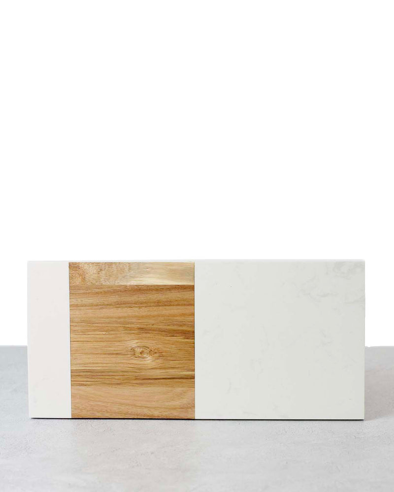 Marble + Acacia Charcuterie Board, 15" x 7"
