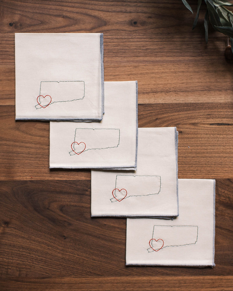 Connecticut State Cocktail Napkins, Set of 4