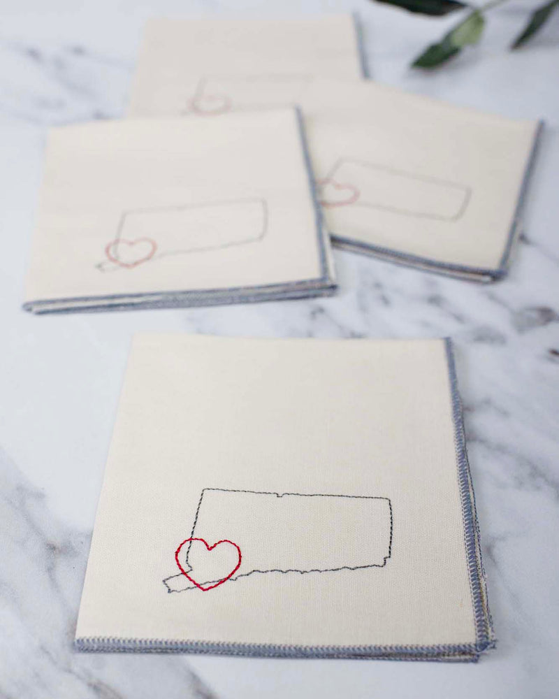 Connecticut State Cocktail Napkins, Set of 4
