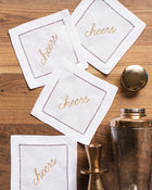 Cheers Linen Cocktail Napkins, Set of 4