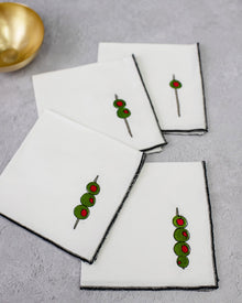 Martini Olive Cocktail Napkins, Set of 4