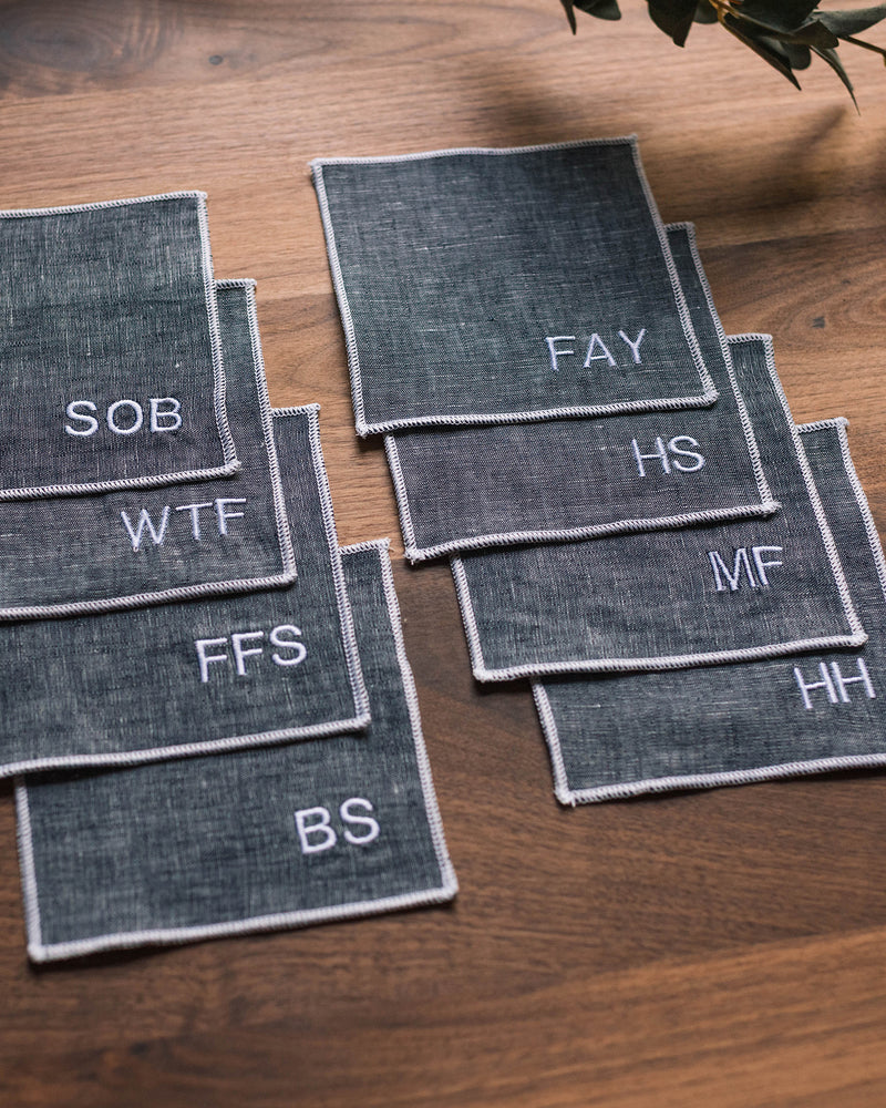 Chambray Sweary Cocktail Napkins, Set of 8