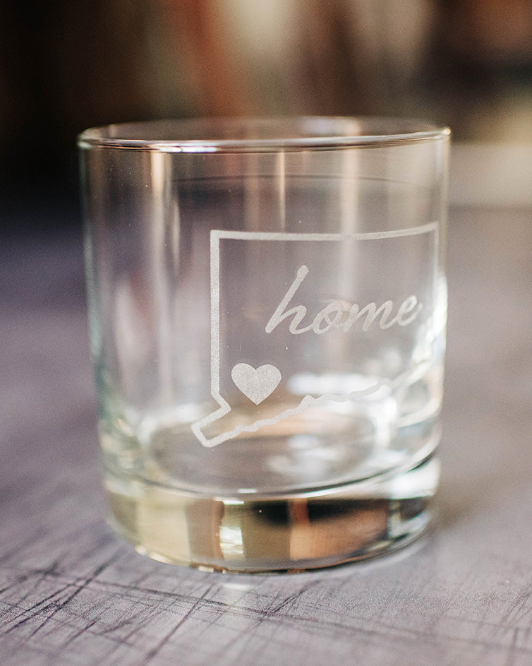 Personalized "Home" State Rocks Glasses, Set of 2