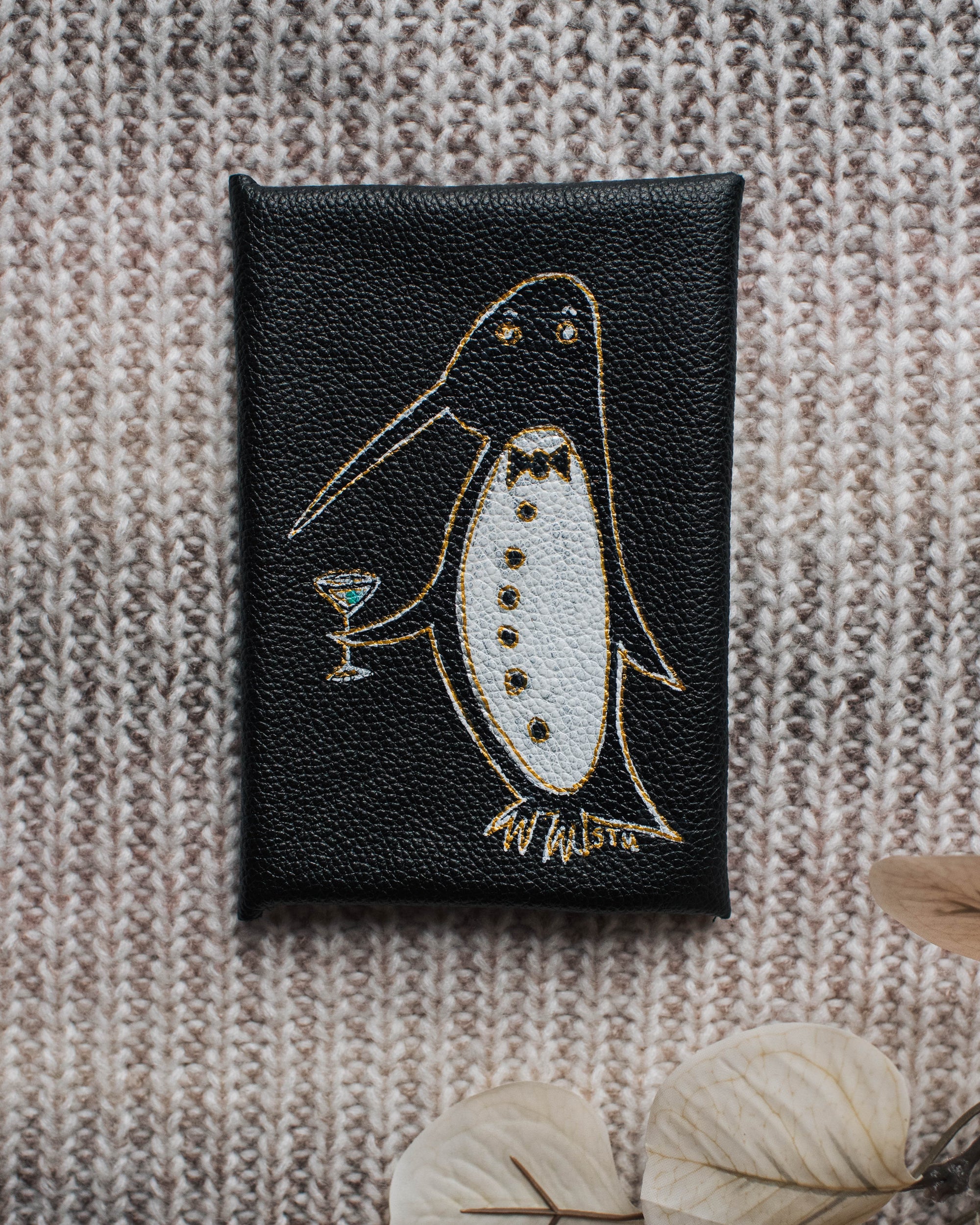 Sophisticated Penguin Leather Envelope-Style Wallet