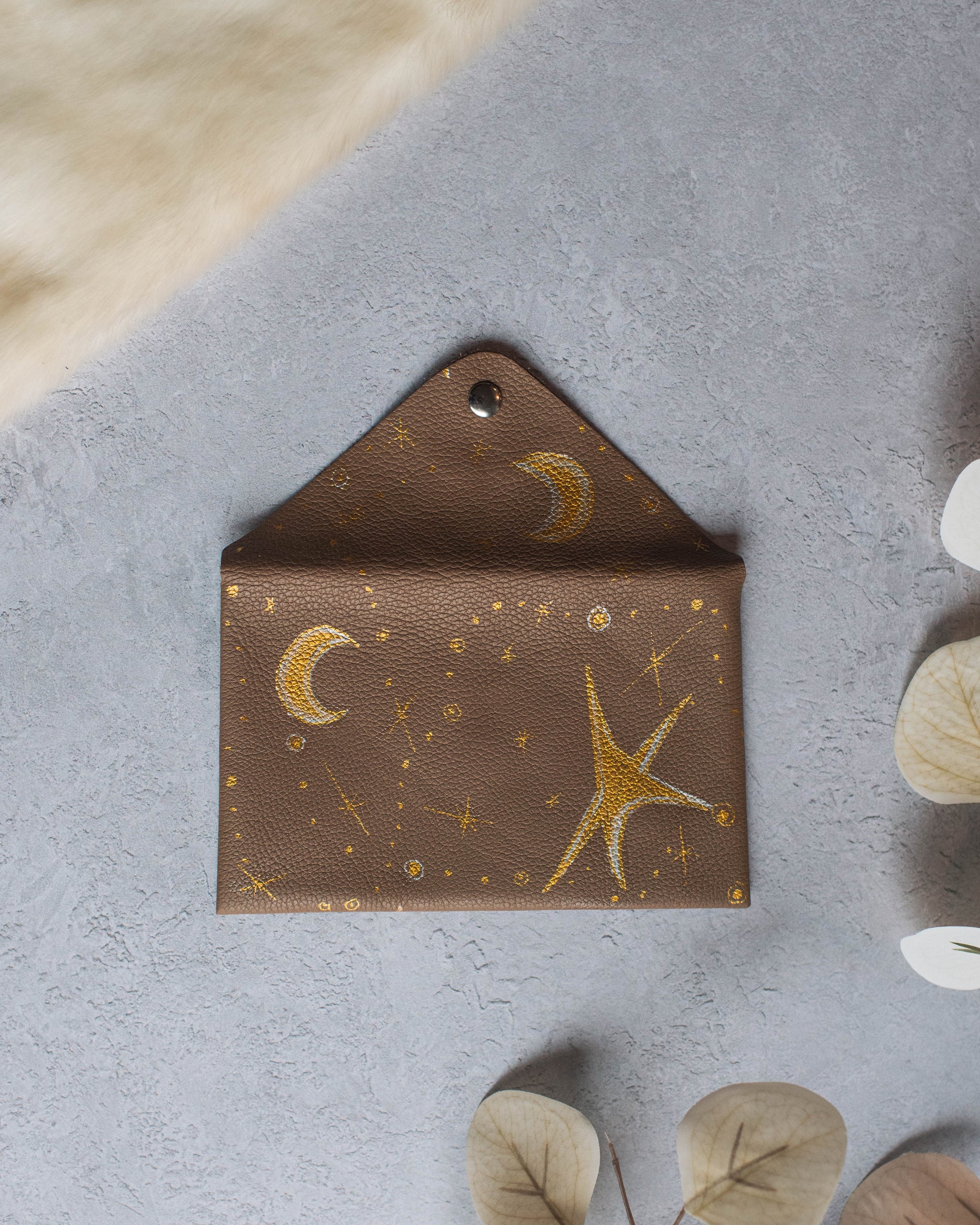 Celestial Dreams Leather Envelope-Style Wallet