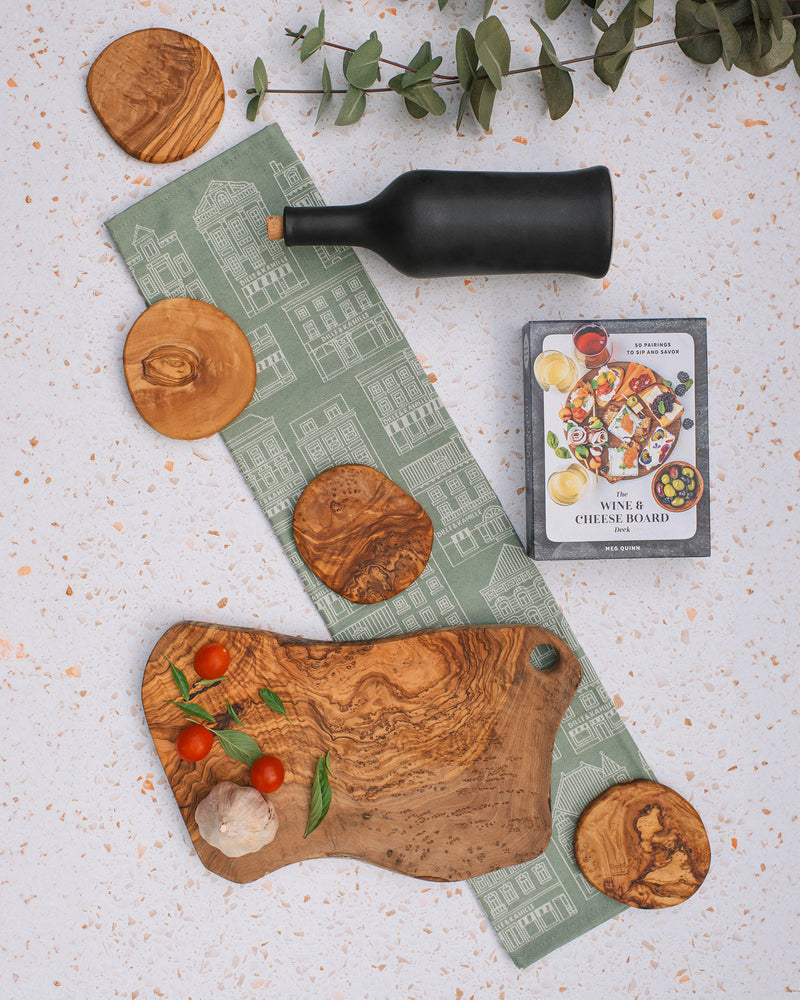 Olive Wood Cheese Board Set