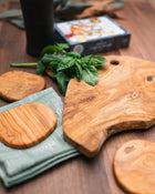 Olive Wood Cheese Board Set