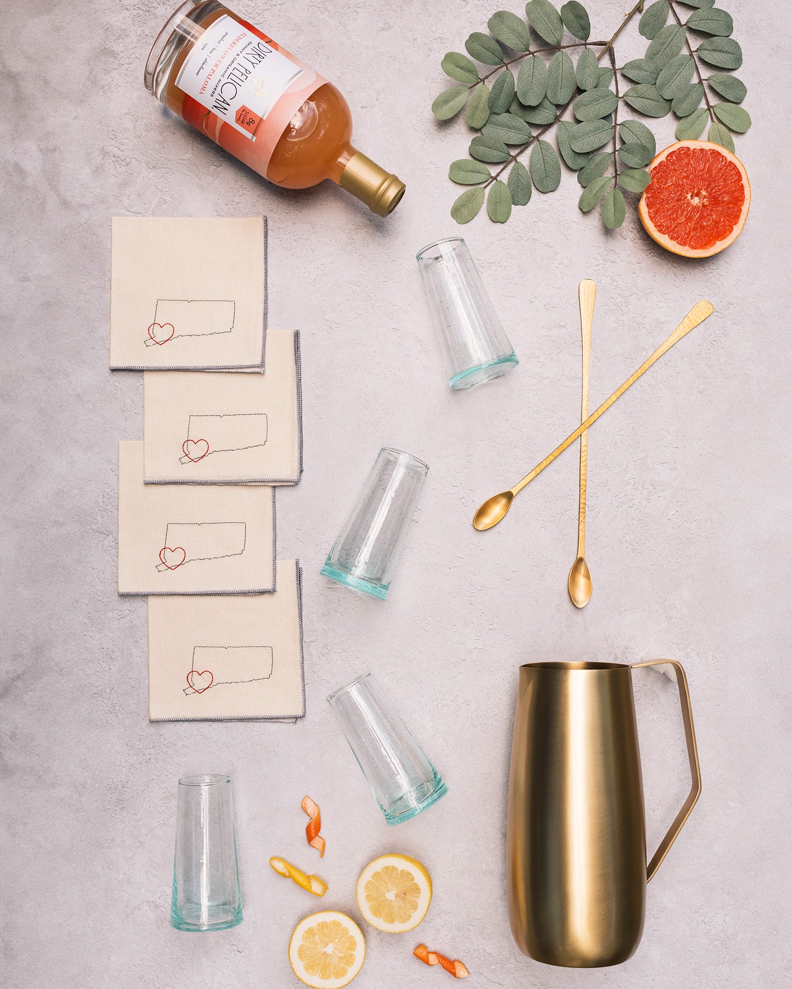 Cocktail Mixing Gift Set with Embroidered CT Cocktail Napkins