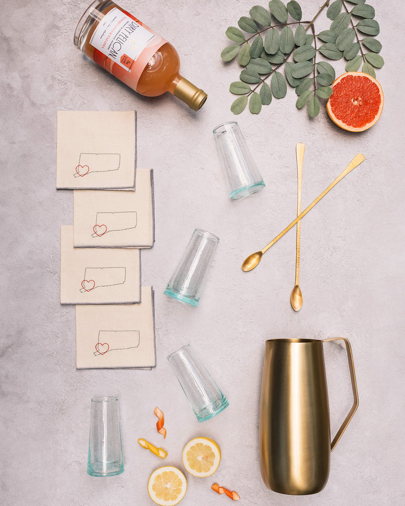 Cocktail Mixing Gift Set with Embroidered CT Cocktail Napkins