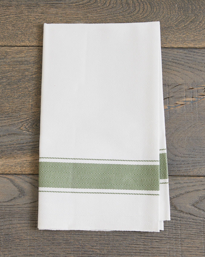 Classic Italian Kitchen Towel - Herringbone Green