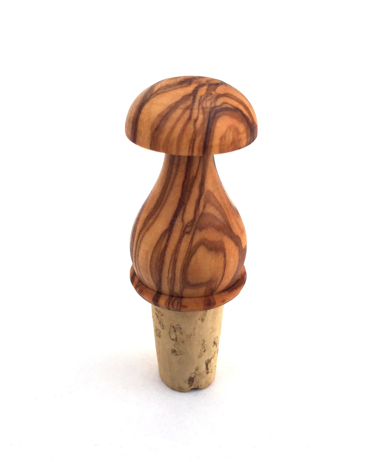Olive Wood Bottle Stopper - Mushroom