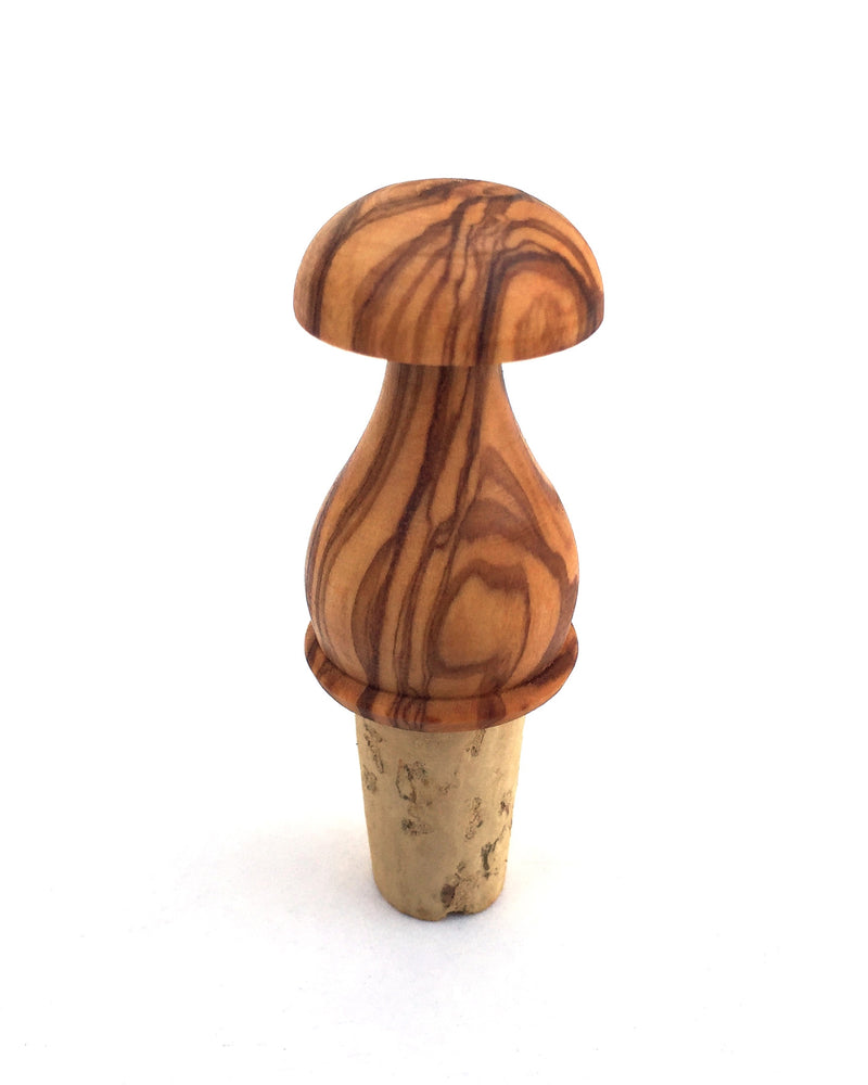 Olive Wood Bottle Stopper - Mushroom