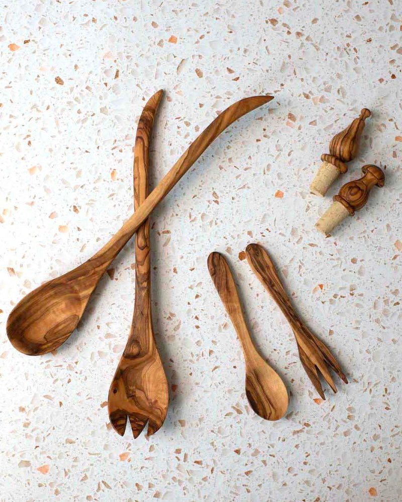 Long Olive Wood Salad Servers, Set of 2