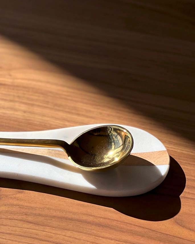 Marble and Wood Spoon Rest