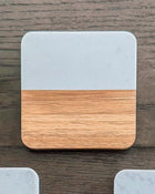Square Marble & Acacia Coasters, Set of 4