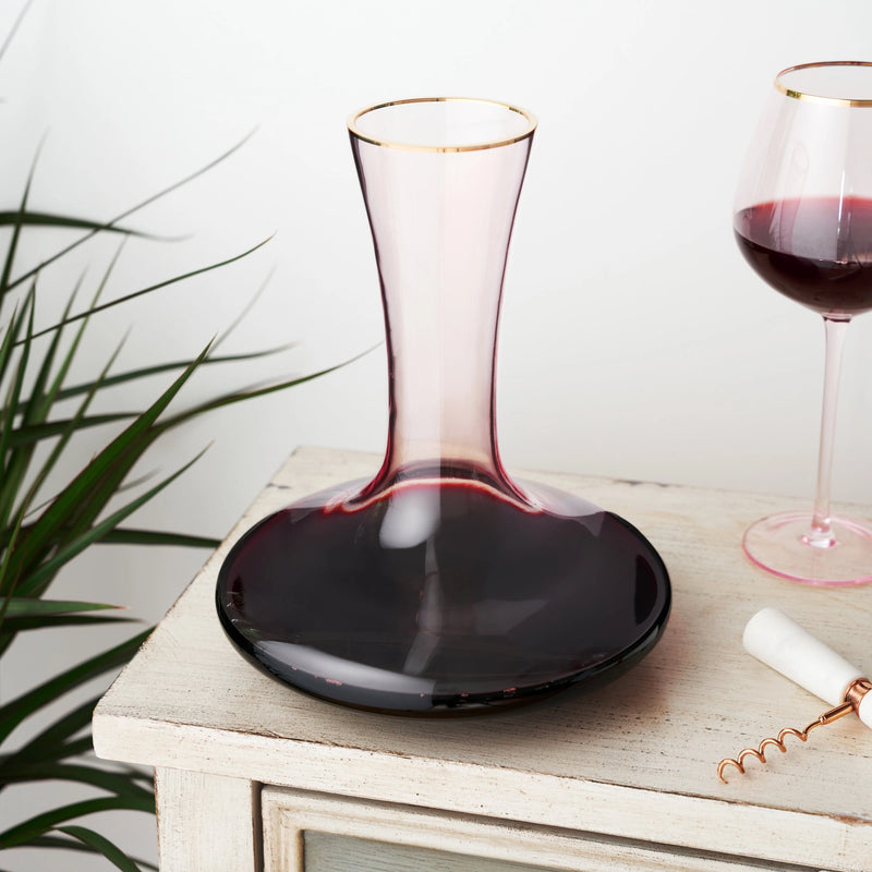 Rose Crystal Gold-Rimmed Wine Decanter & Aerator