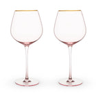 Rose Crystal Gold-Rimmed Stemmed Red Wine Glasses - Set of 2