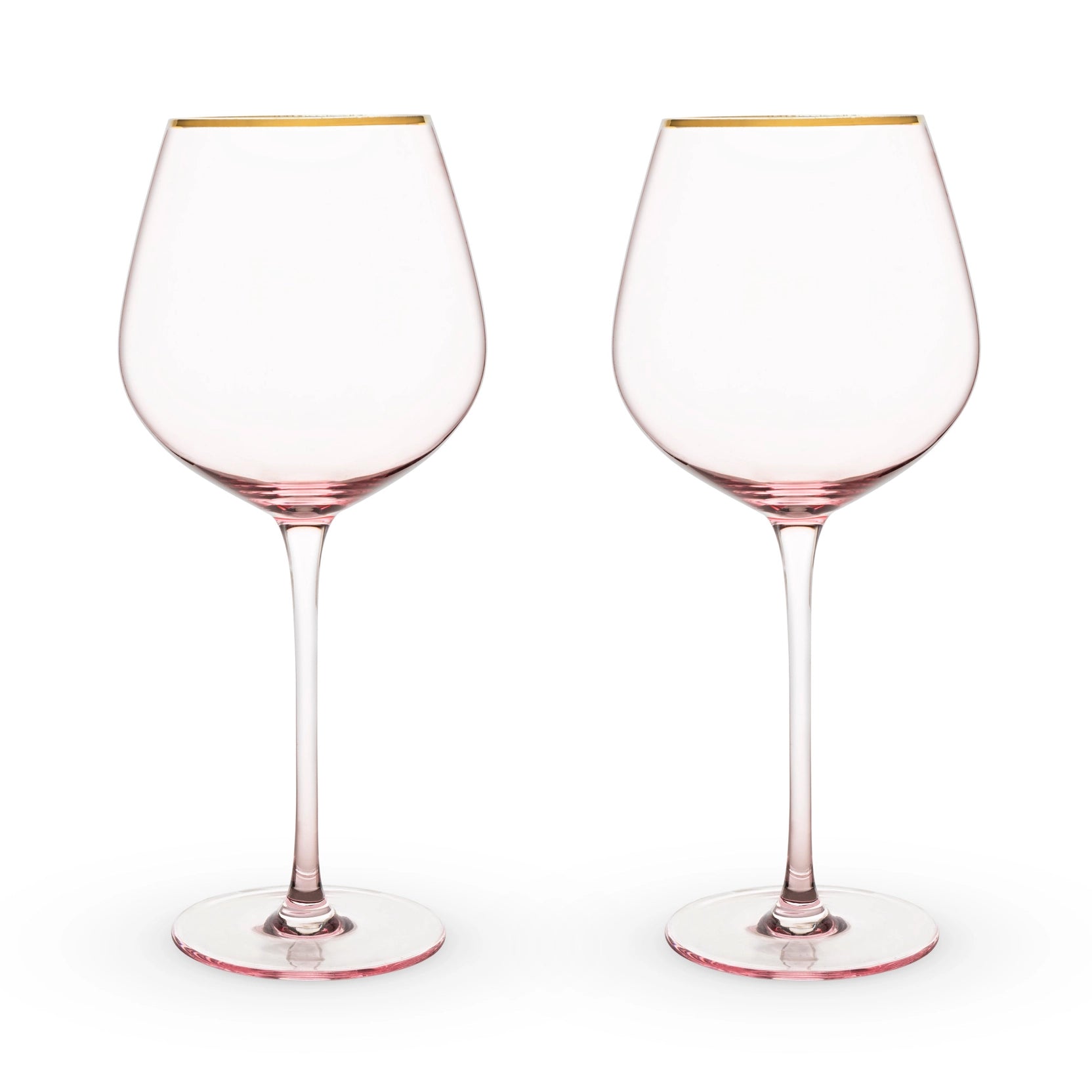Rose Crystal Gold-Rimmed Stemmed Red Wine Glasses - Set of 2
