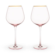 Rose Crystal Gold-Rimmed Stemmed Red Wine Glasses - Set of 2