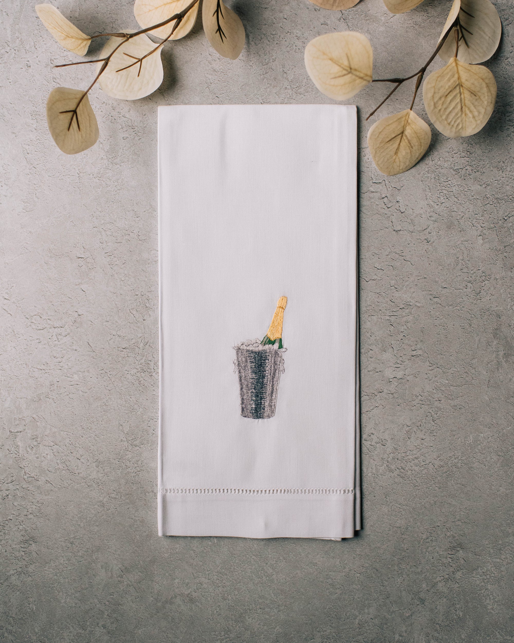 Champagne On Ice Embroidered Hand Towel