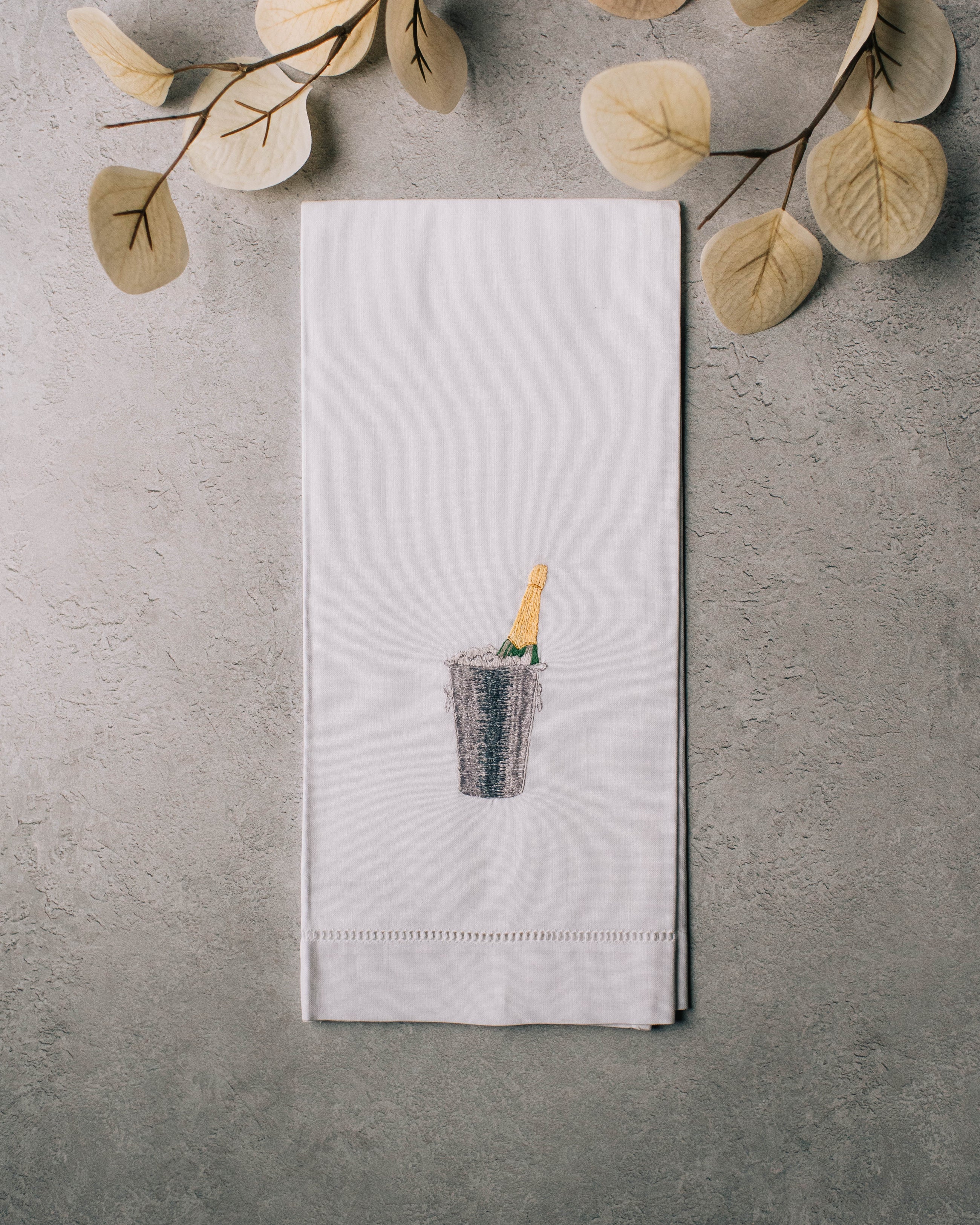 Champagne On Ice Embroidered Hand Towel