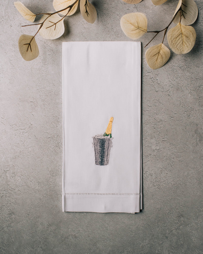 Champagne On Ice Embroidered Hand Towel
