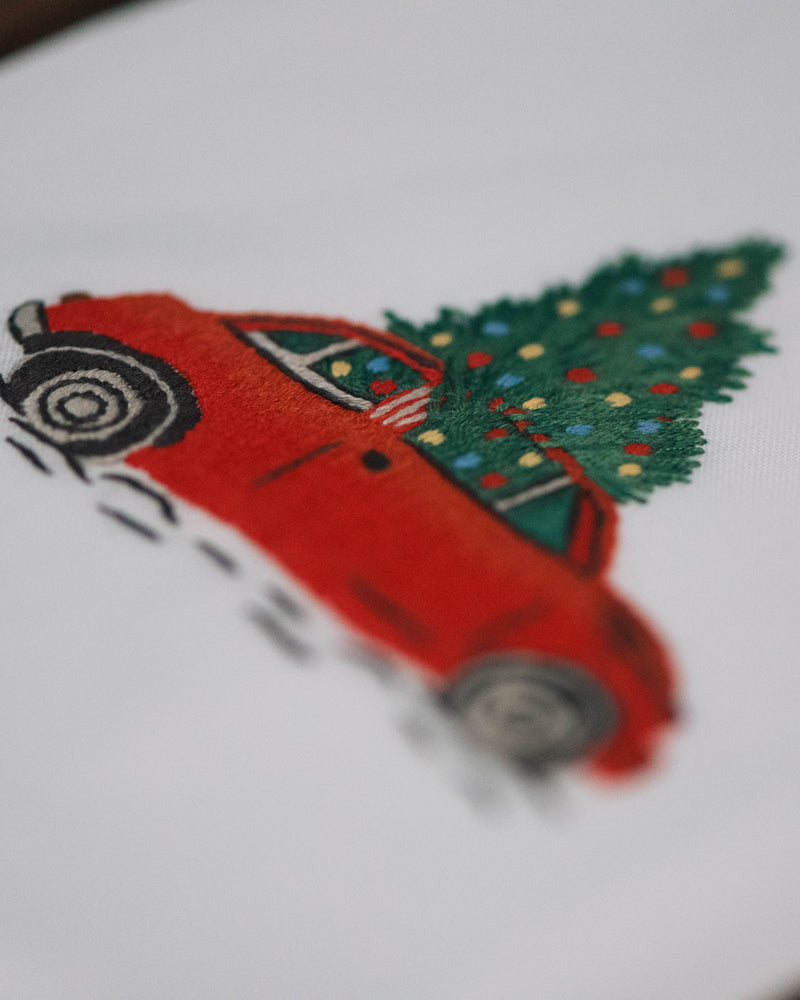Christmas Tree & Car Embroidered Hand Towel