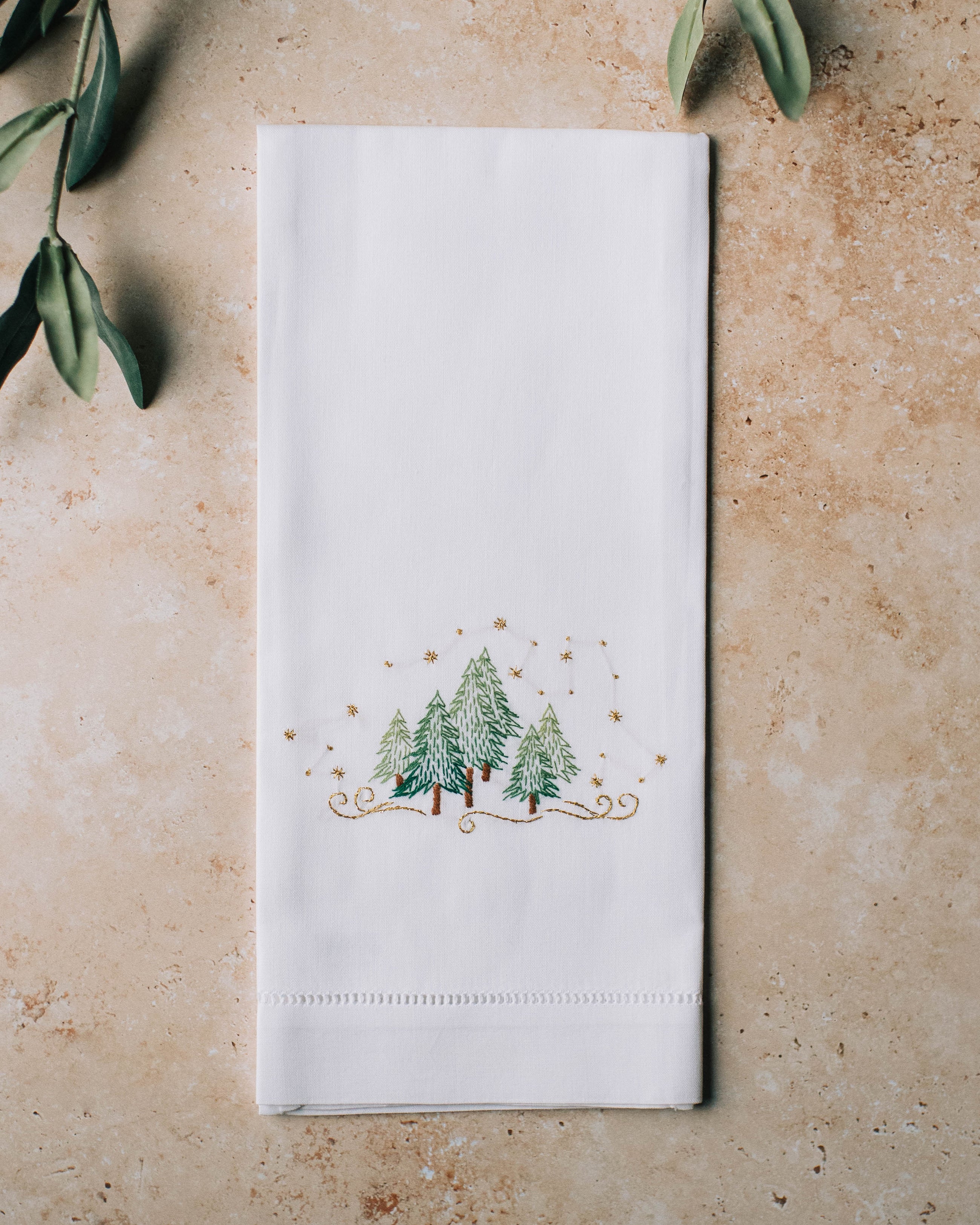 Pine Trees Embroidered Hand Towel