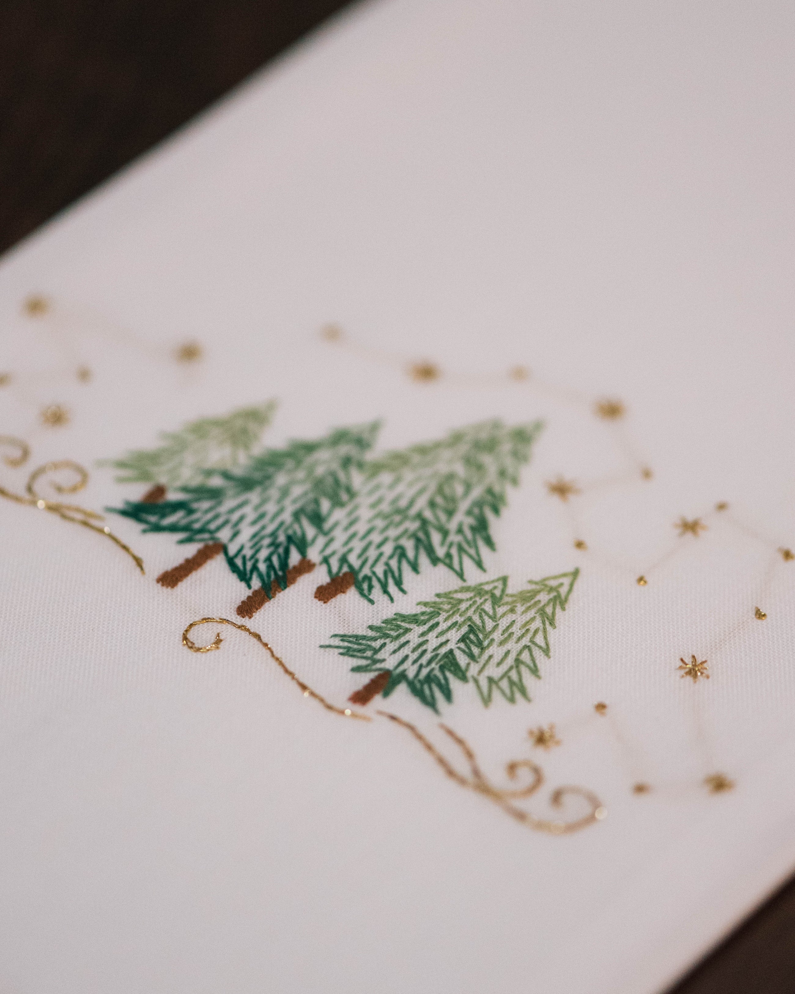 Pine Trees Embroidered Hand Towel